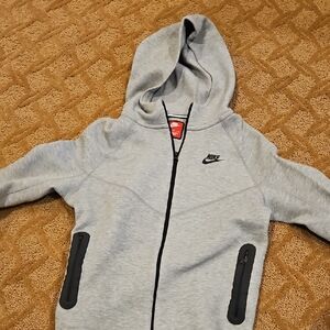 Nike Kids Light Gray Tech Zip-Up Hoodie